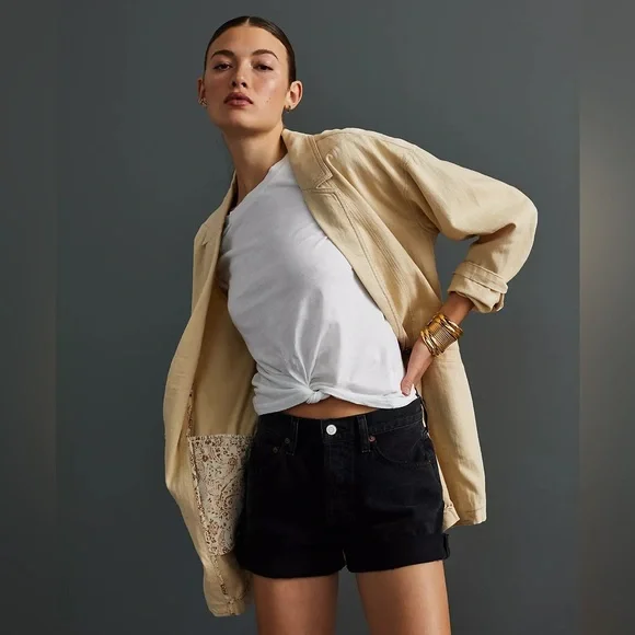 PILCRO Oversized Linen Blazer in Beige - Picture 4 of 11